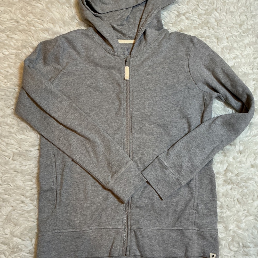Pact Zip Up Hoodie Kids Sz10/12 Heather Grey Excellent Organic Cotton Sweatshirt
